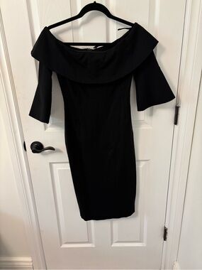 NWOT Babaton Black Off-Shoulder Midi Dress